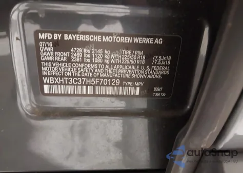 2017 BMW X1 xDrive28I из США, поврежденный, VIN WBXHT3C37H5F70129